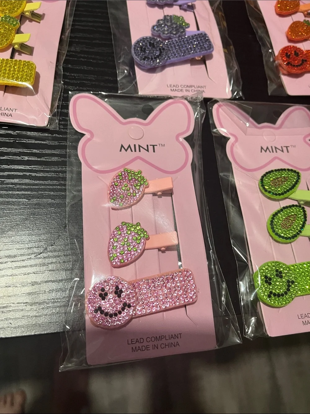 Mint Kids Rhinestone Hair Clip Sets - Yellow, Purple, Orange, Pink, Green